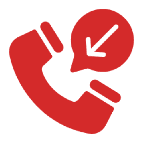Red phone icon with incoming call arrow.