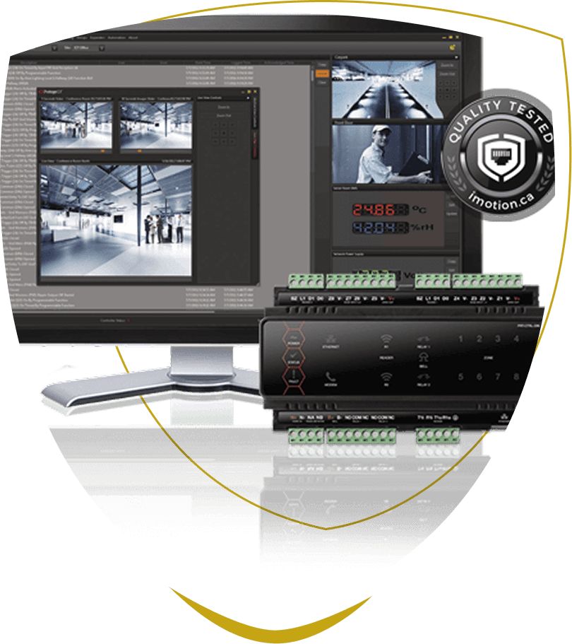 Security system interface with quality seal.