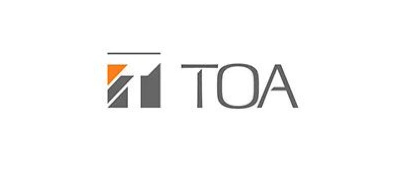 TOA logo with abstract design elements.
