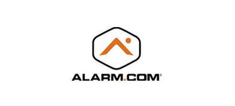 Alarm.com logo with hexagonal design.