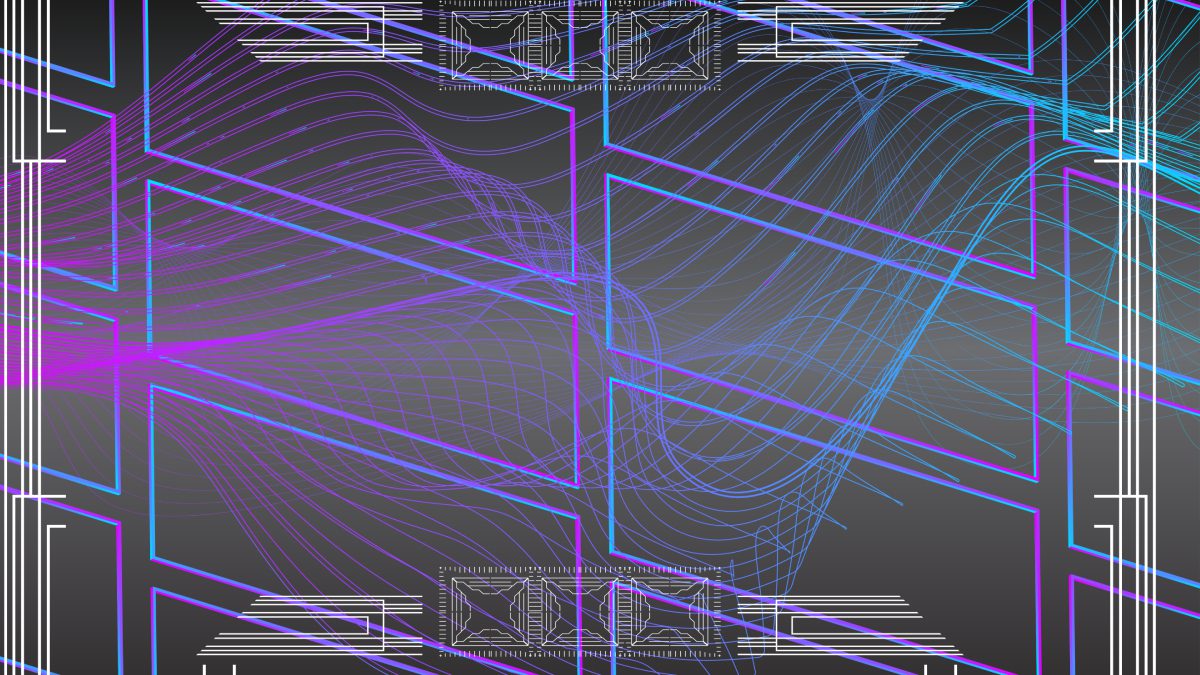 Abstract geometric pattern with vibrant lines.