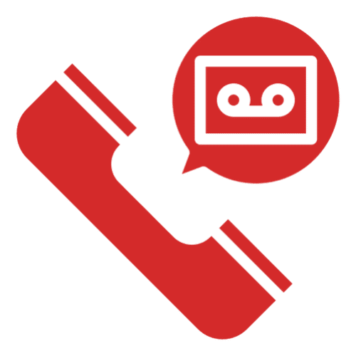 Red phone icon with voicemail symbol.