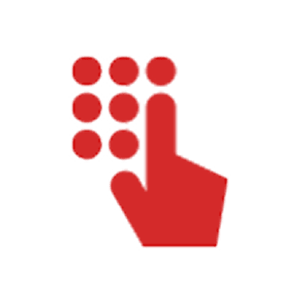 Red hand icon pressing red dots.